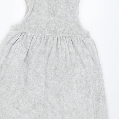 Marks and Spencer Girls Grey  Cotton A-Line  Size 6-9 Months  Crew Neck Button