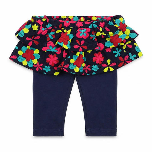 Losan Girls Blue Floral Cotton Capri Trousers Size 9 Months  Pullover - skirt & leggings
