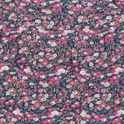 NEXT Girls Purple Floral Cotton A-Line  Size 6-9 Months  Crew Neck Button