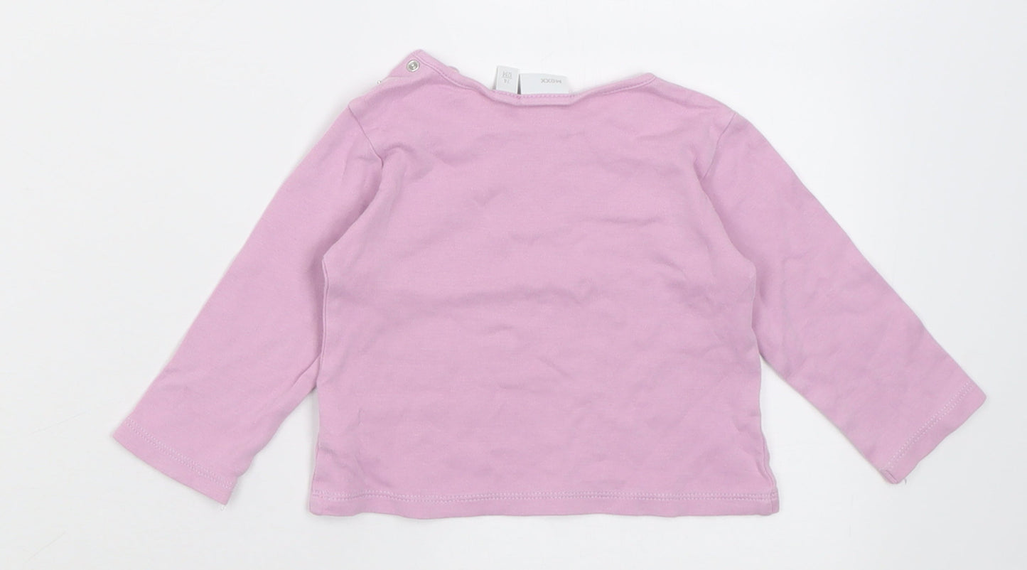 MGXX Girls Purple  Cotton Basic Casual Size 12 Months Crew Neck Button