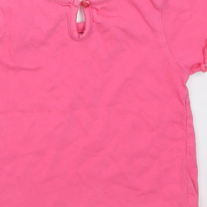 George Girls Pink  Cotton Basic T-Shirt Size 6-9 Months Crew Neck Button - i love summer