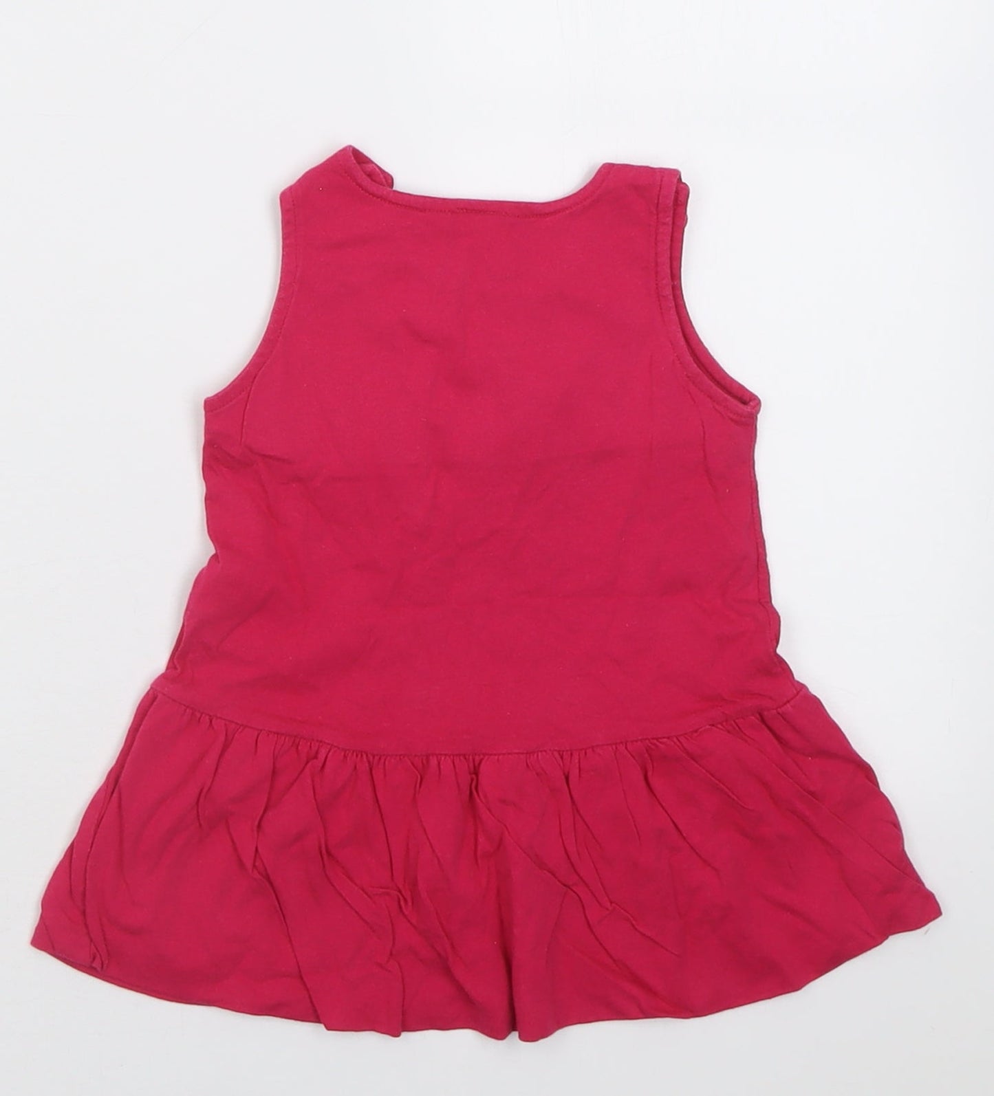 NEXT Girls Pink  Cotton A-Line  Size 6-9 Months  Crew Neck Button - tweet