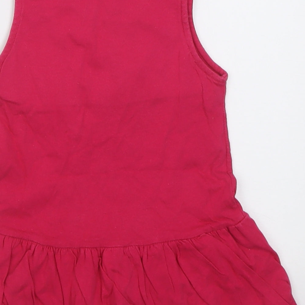 NEXT Girls Pink  Cotton A-Line  Size 6-9 Months  Crew Neck Button - tweet