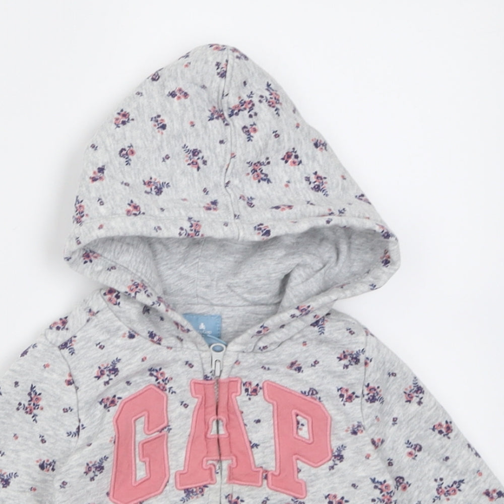 Gap Girls Grey Floral  Jacket  Size 6-9 Months   Zip