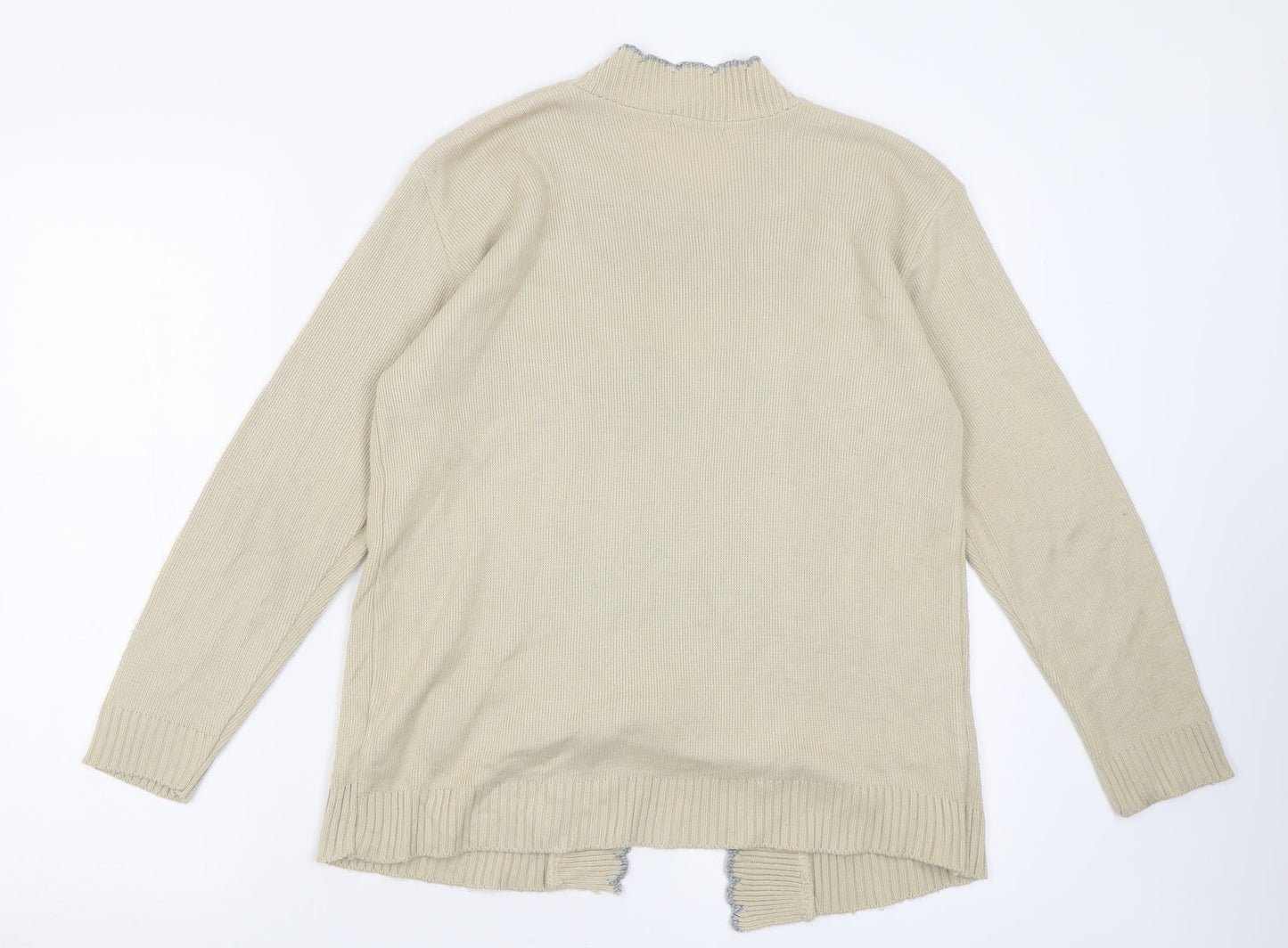 lady lee Womens Beige Square Neck Striped Acrylic Pullover Jumper Size S