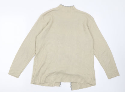 lady lee Womens Beige Square Neck Striped Acrylic Pullover Jumper Size S