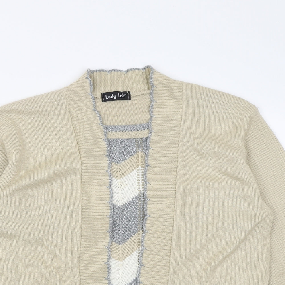 lady lee Womens Beige Square Neck Striped Acrylic Pullover Jumper Size S