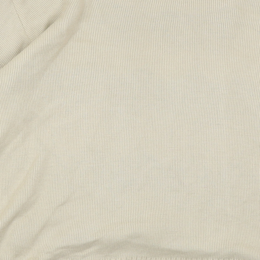 lady lee Womens Beige Square Neck Striped Acrylic Pullover Jumper Size S