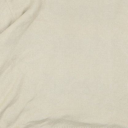 lady lee Womens Beige Square Neck Striped Acrylic Pullover Jumper Size S