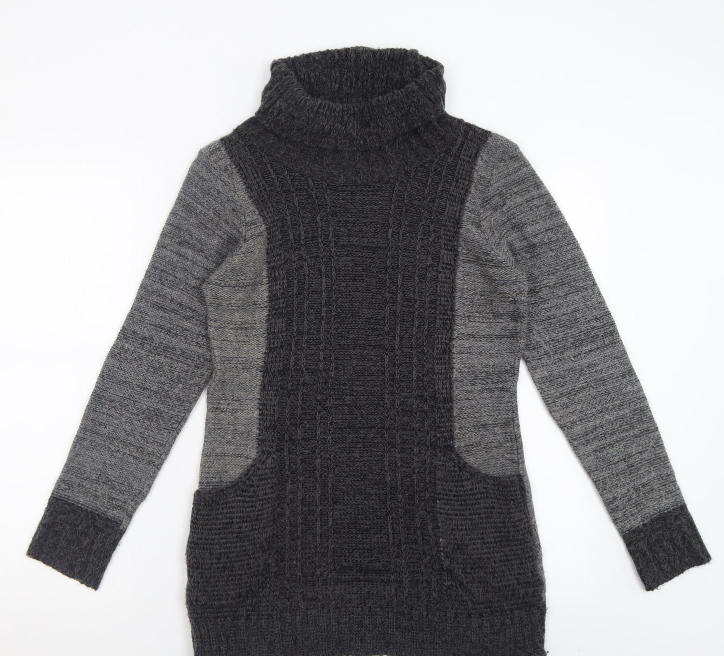 Womens UK Size S Pura Moda Grey Tunic Jumper