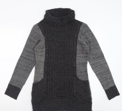 Womens UK Size S Pura Moda Grey Tunic Jumper