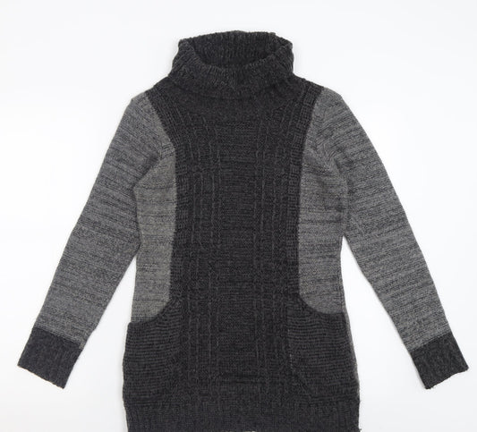 Womens UK Size S Pura Moda Grey Tunic Jumper