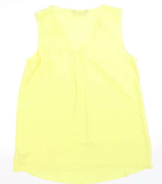 F&F Womens Yellow  Polyester Basic Blouse Size 14 V-Neck