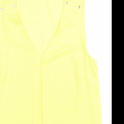 F&F Womens Yellow  Polyester Basic Blouse Size 14 V-Neck