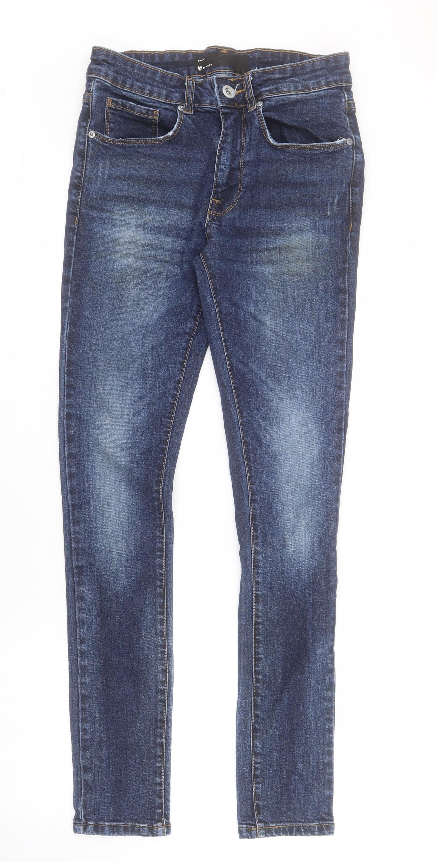 Very Womens Blue  Cotton Skinny Jeans Size S L30 in Regular Zip