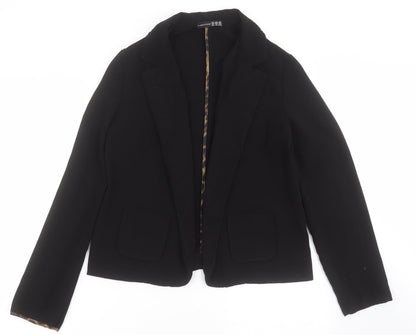 Primark Womens Black   Jacket Blazer Size 12   - Leopard collar and sleeves