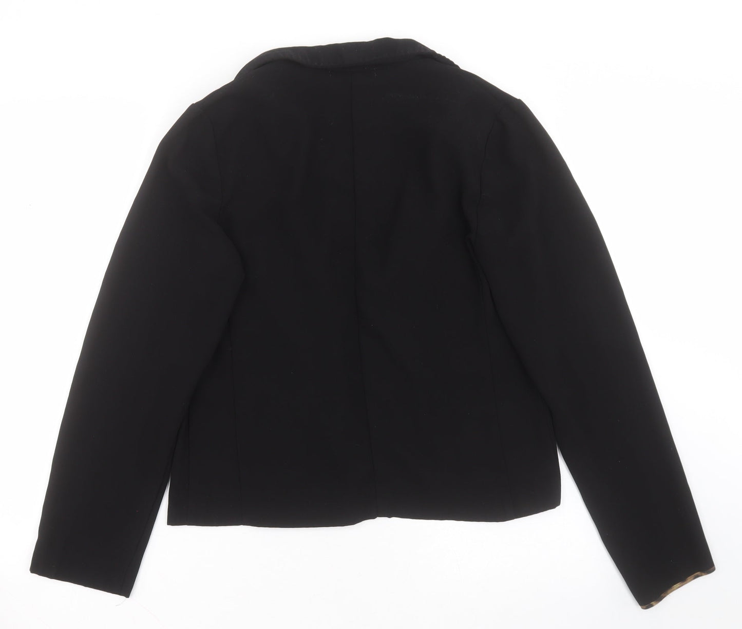 Primark Womens Black   Jacket Blazer Size 12   - Leopard collar and sleeves