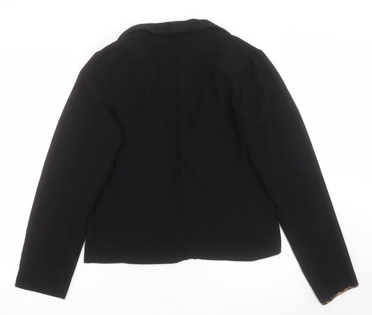 Primark Womens Black   Jacket Blazer Size 12   - Leopard collar and sleeves