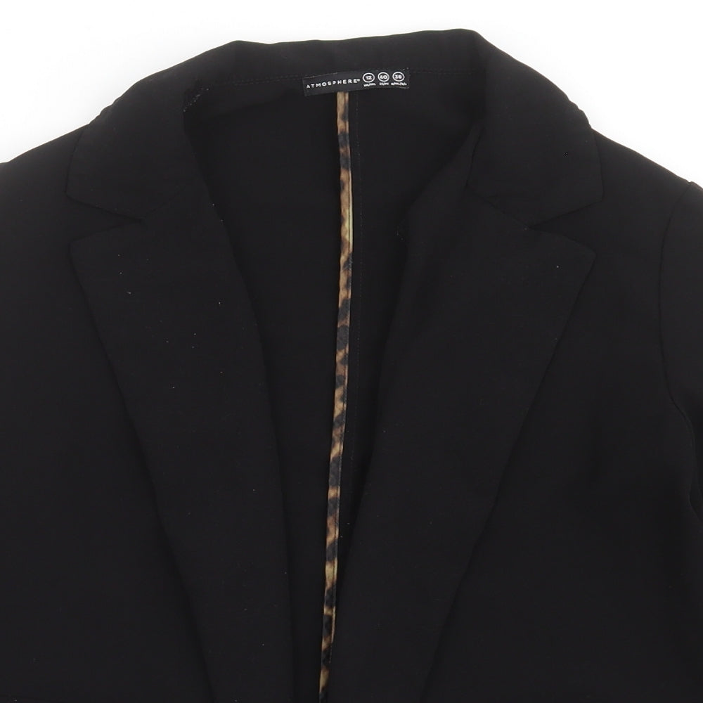 Primark Womens Black   Jacket Blazer Size 12   - Leopard collar and sleeves
