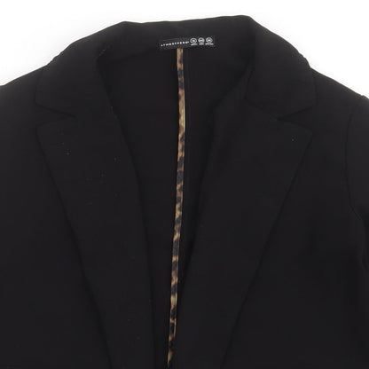 Primark Womens Black   Jacket Blazer Size 12   - Leopard collar and sleeves