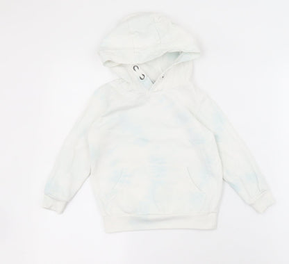 TU Girls White  Cotton Pullover Hoodie Size 3 Years   - Tie-dye