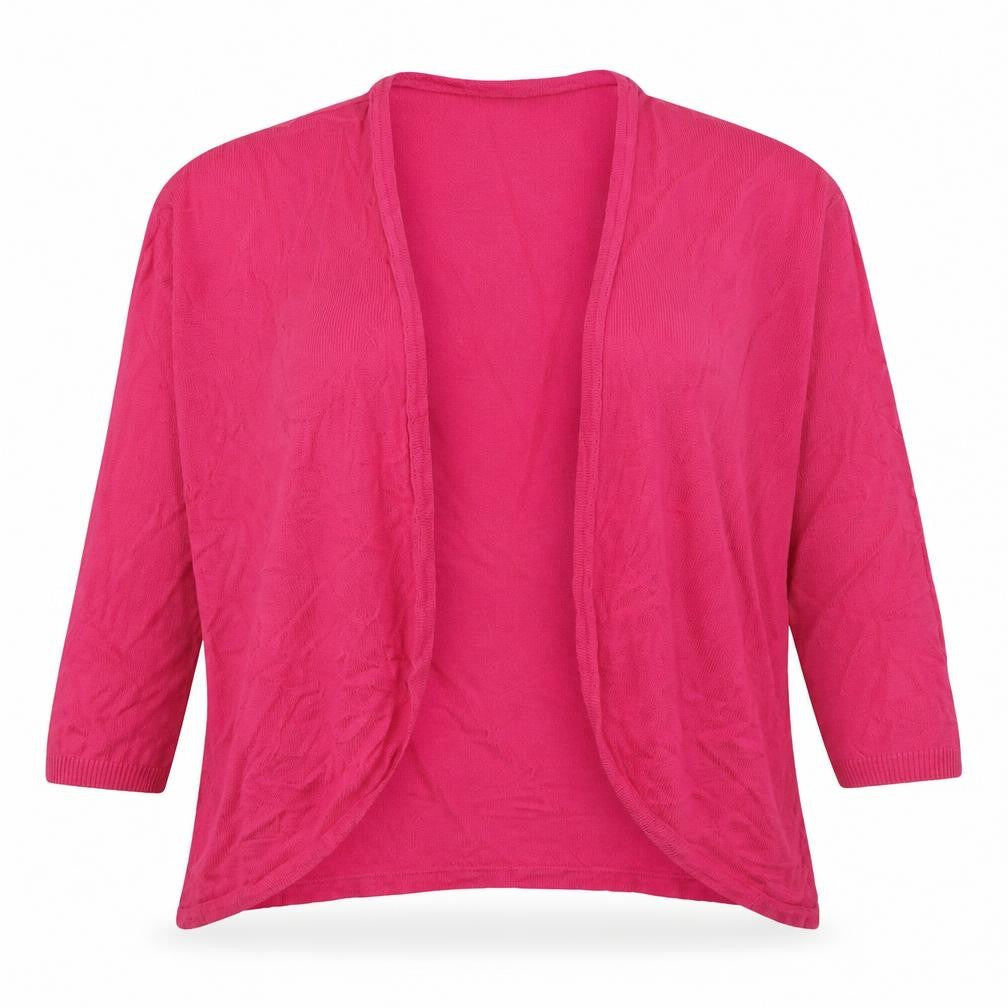 Front view of AJC women’s pink v-neck cotton cardigan jumper, size UK 10