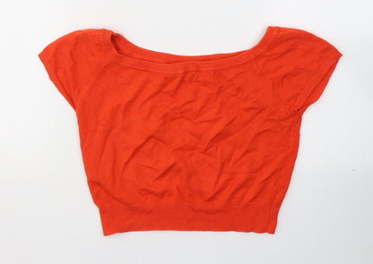 Womens UK Size 10 Atmosphere Orange Cropped T-Shirt