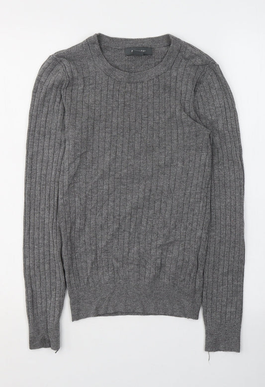 Primark Womens Grey  Viscose Jersey T-Shirt Size 10 Roll Neck