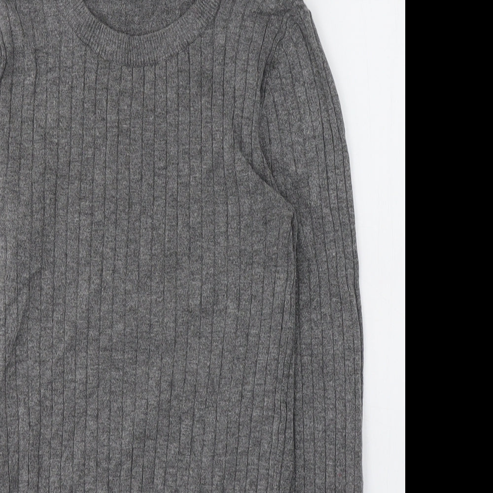 Primark Womens Grey  Viscose Jersey T-Shirt Size 10 Roll Neck