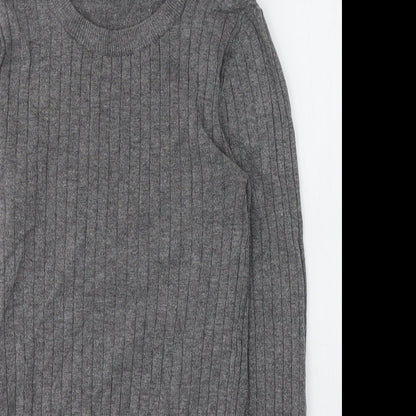 Primark Womens Grey  Viscose Jersey T-Shirt Size 10 Roll Neck