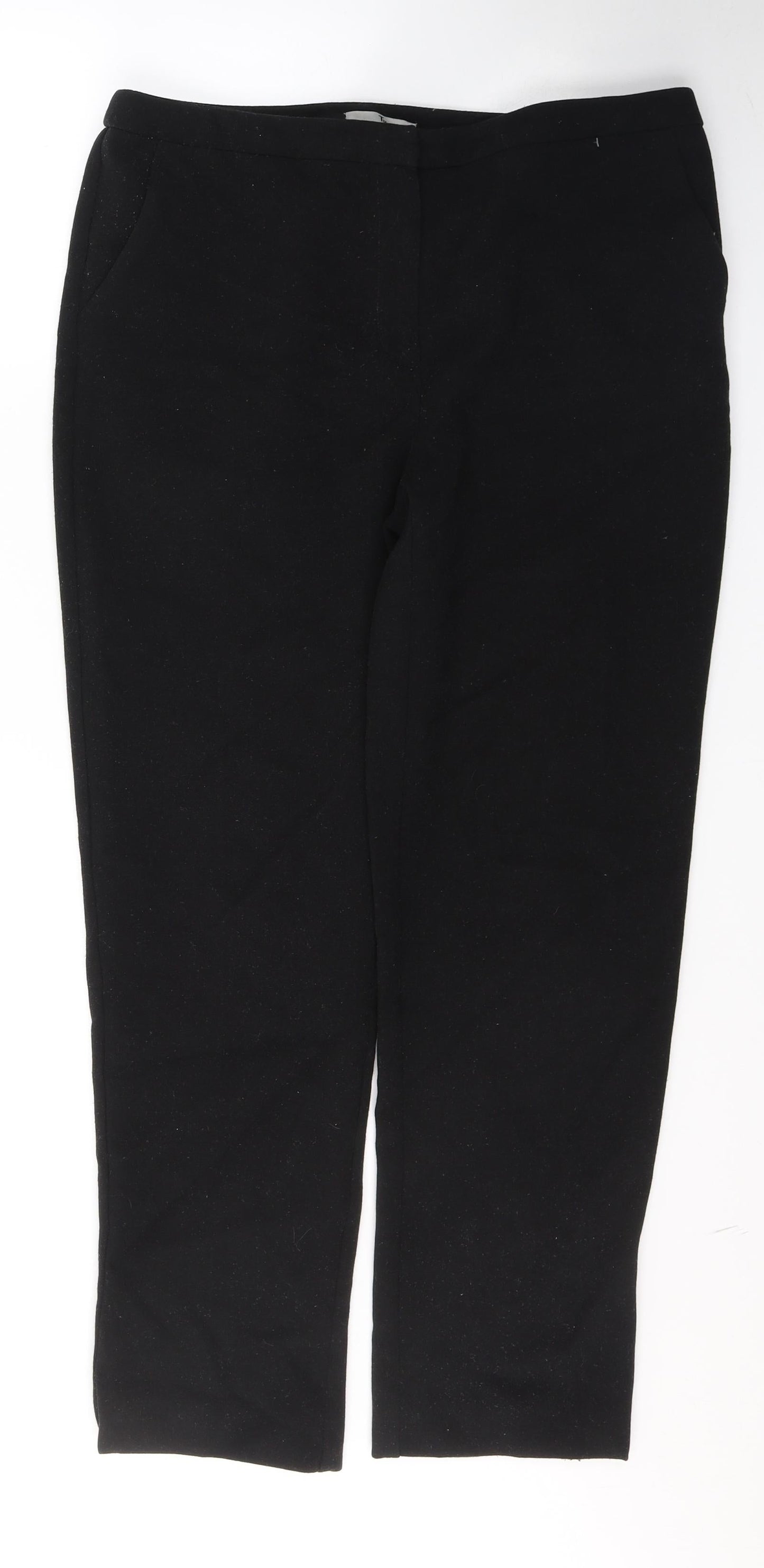 TU Womens Black  Polyester Trousers  Size 14 L28 in Regular Buckle