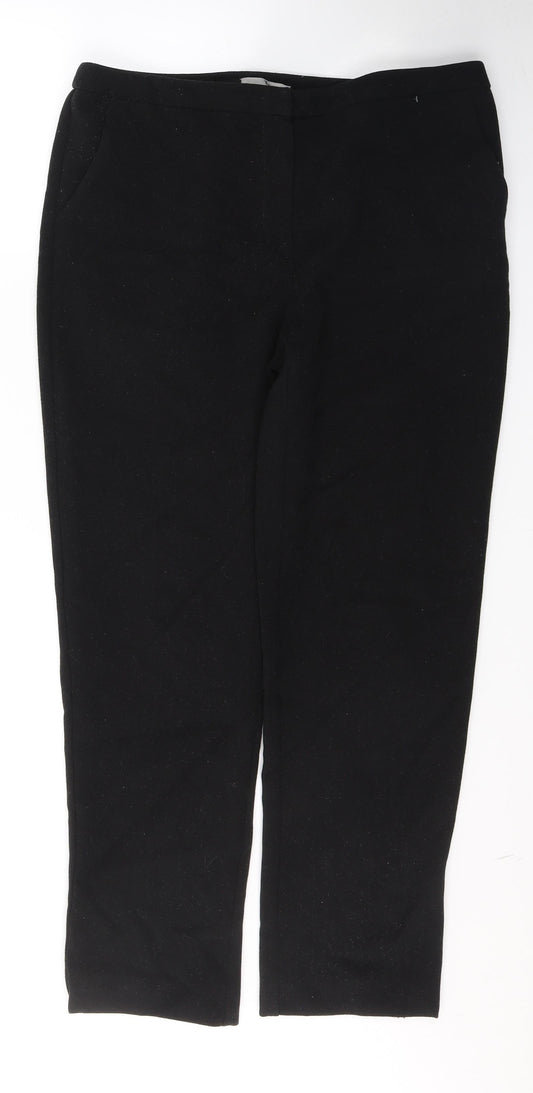TU Womens Black  Polyester Trousers  Size 14 L28 in Regular Buckle