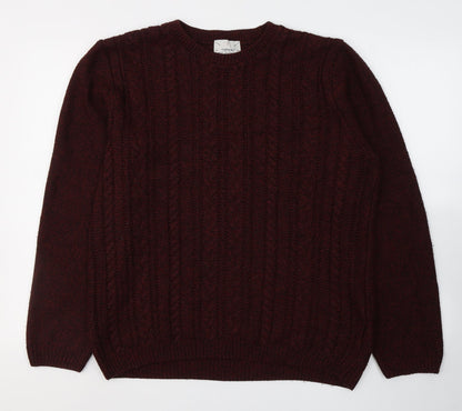 Topman Mens Red Round Neck  Acrylic Pullover Jumper Size M