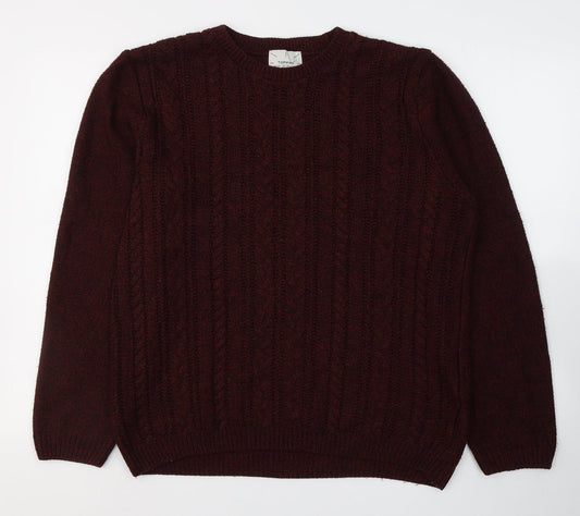 Topman Mens Red Round Neck  Acrylic Pullover Jumper Size M