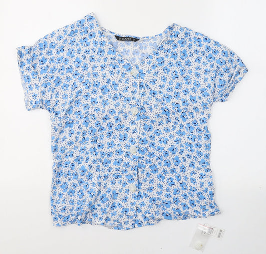 Womens UK Size XS Dunnes Stores Blue Basic T-Shirt