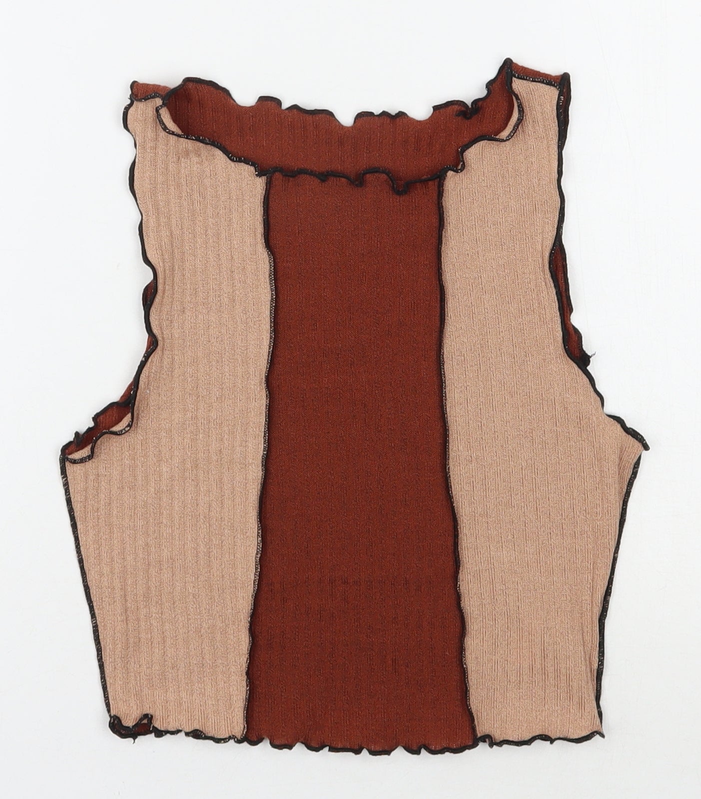 SheIn Womens Brown  Polyester Cropped Tank Size XS Round Neck