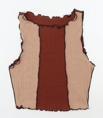 SheIn Womens Brown  Polyester Cropped Tank Size XS Round Neck