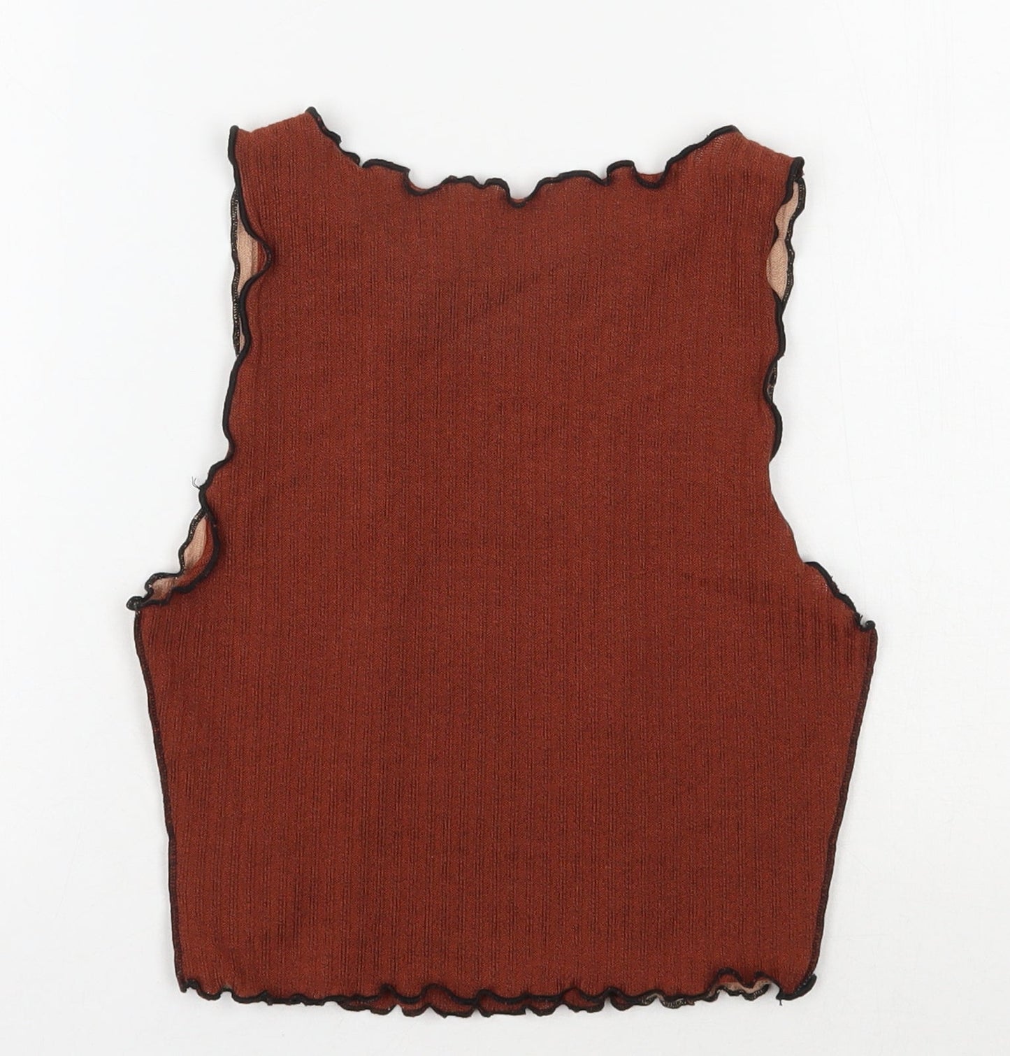 SheIn Womens Brown  Polyester Cropped Tank Size XS Round Neck