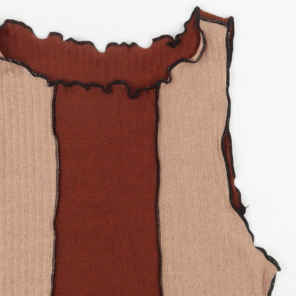 SheIn Womens Brown  Polyester Cropped Tank Size XS Round Neck