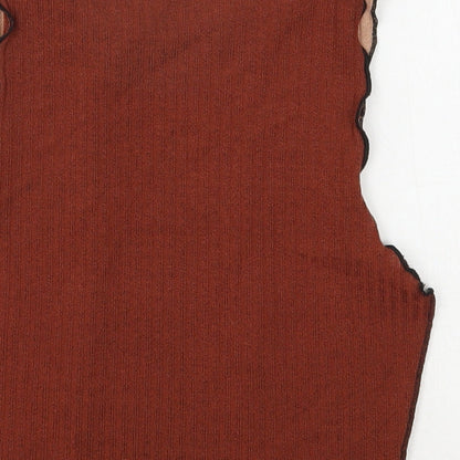 SheIn Womens Brown  Polyester Cropped Tank Size XS Round Neck