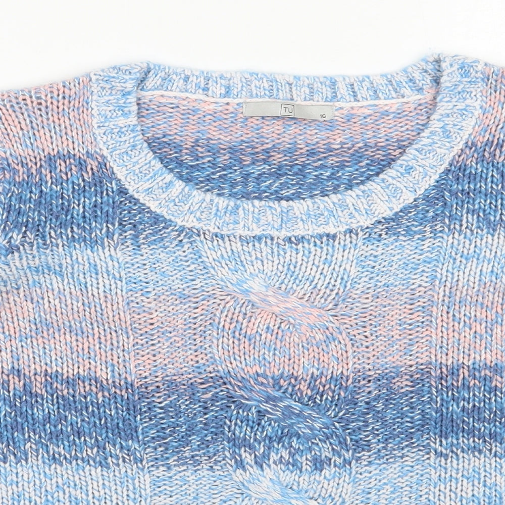 TU Womens Multicoloured Scoop Neck  Acrylic Pullover Jumper Size 16