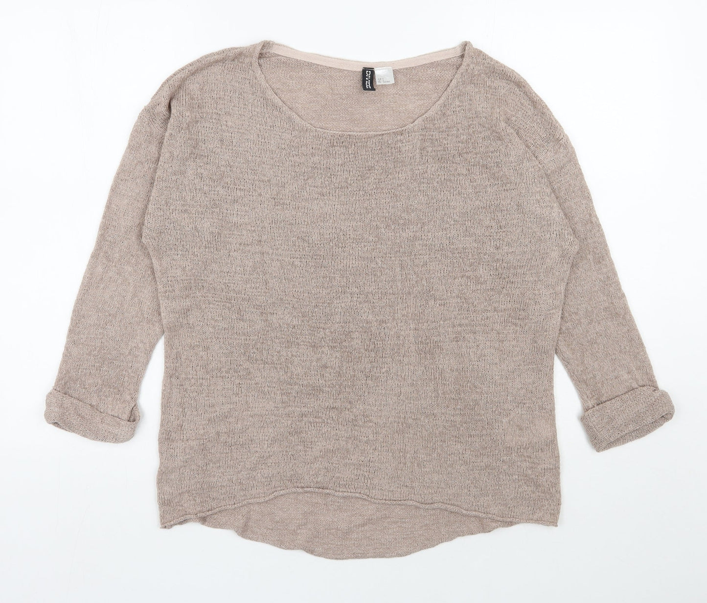 H&M Womens Beige Round Neck  Acrylic Pullover Jumper Size S