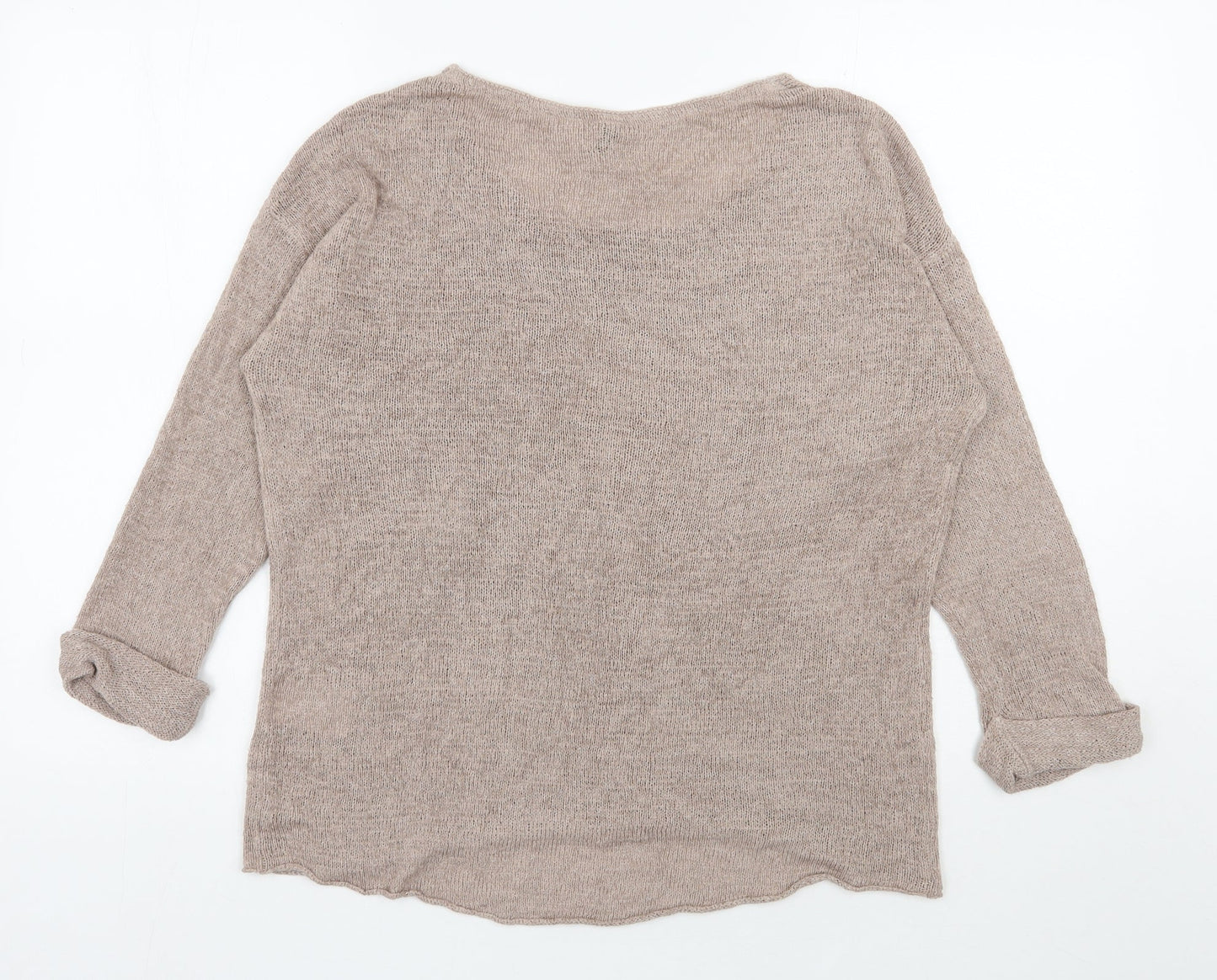 H&M Womens Beige Round Neck  Acrylic Pullover Jumper Size S