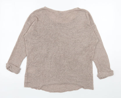 H&M Womens Beige Round Neck  Acrylic Pullover Jumper Size S