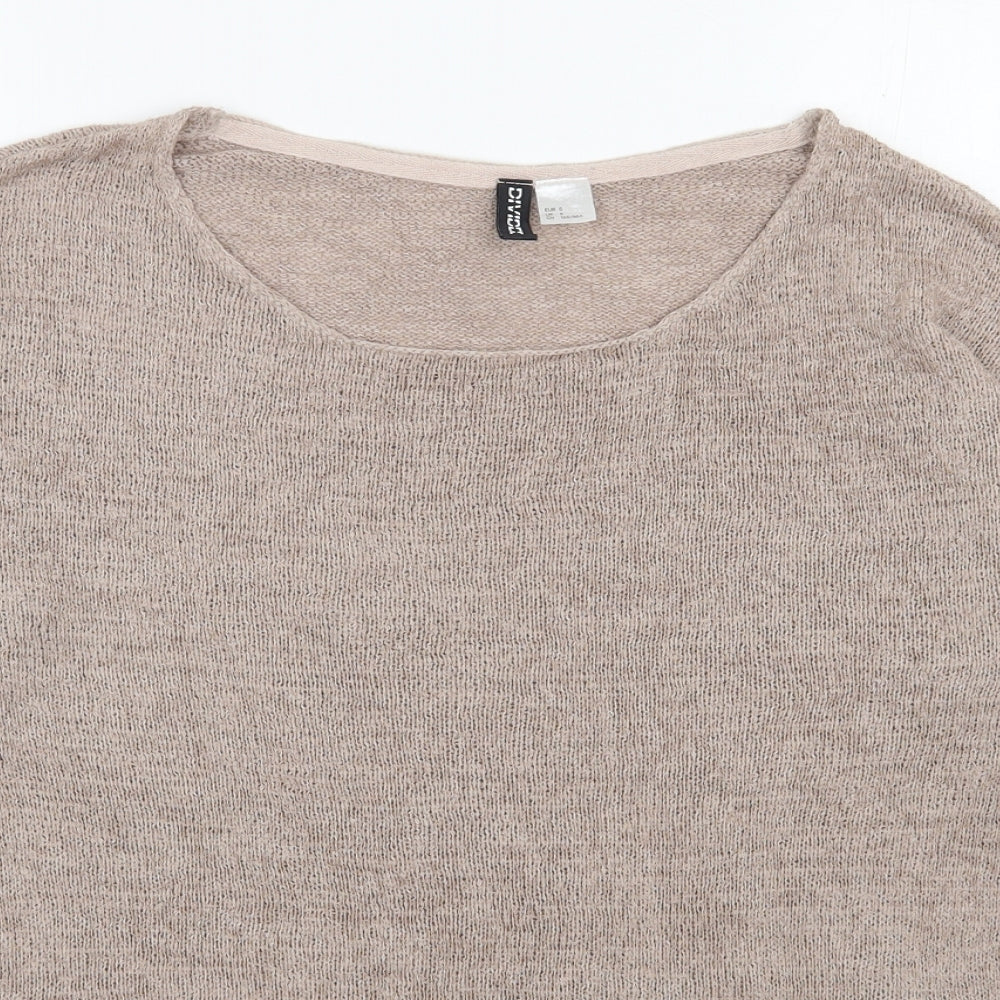 H&M Womens Beige Round Neck  Acrylic Pullover Jumper Size S
