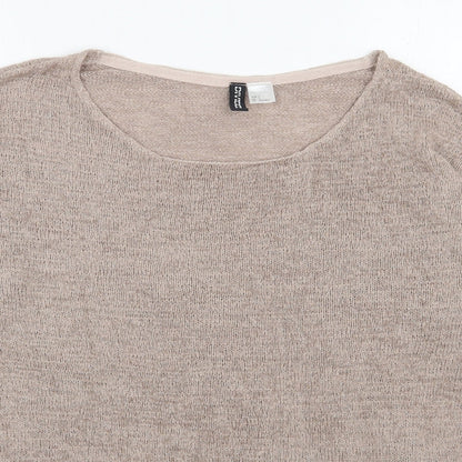 H&M Womens Beige Round Neck  Acrylic Pullover Jumper Size S