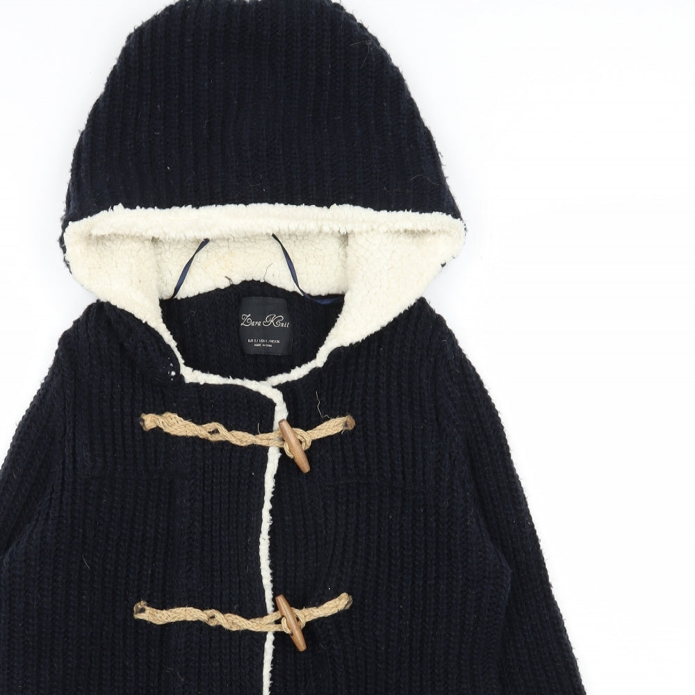 Lara knit Womens Blue Round Neck  Polyester Cardigan Jumper Size S