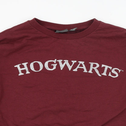 Close-up detail of Primark women’s red cotton pullover sweatshirt, size UK 6, pullover - harry potter