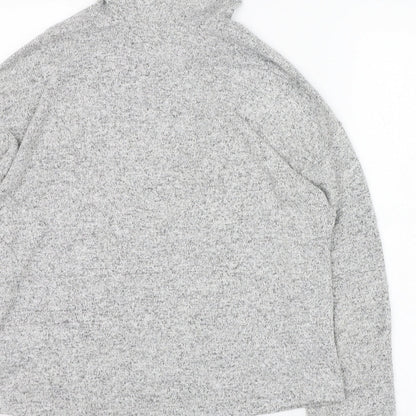 Brand and care label for H&M women’s grey polyester pullover hoodie, size UK 4, pullover