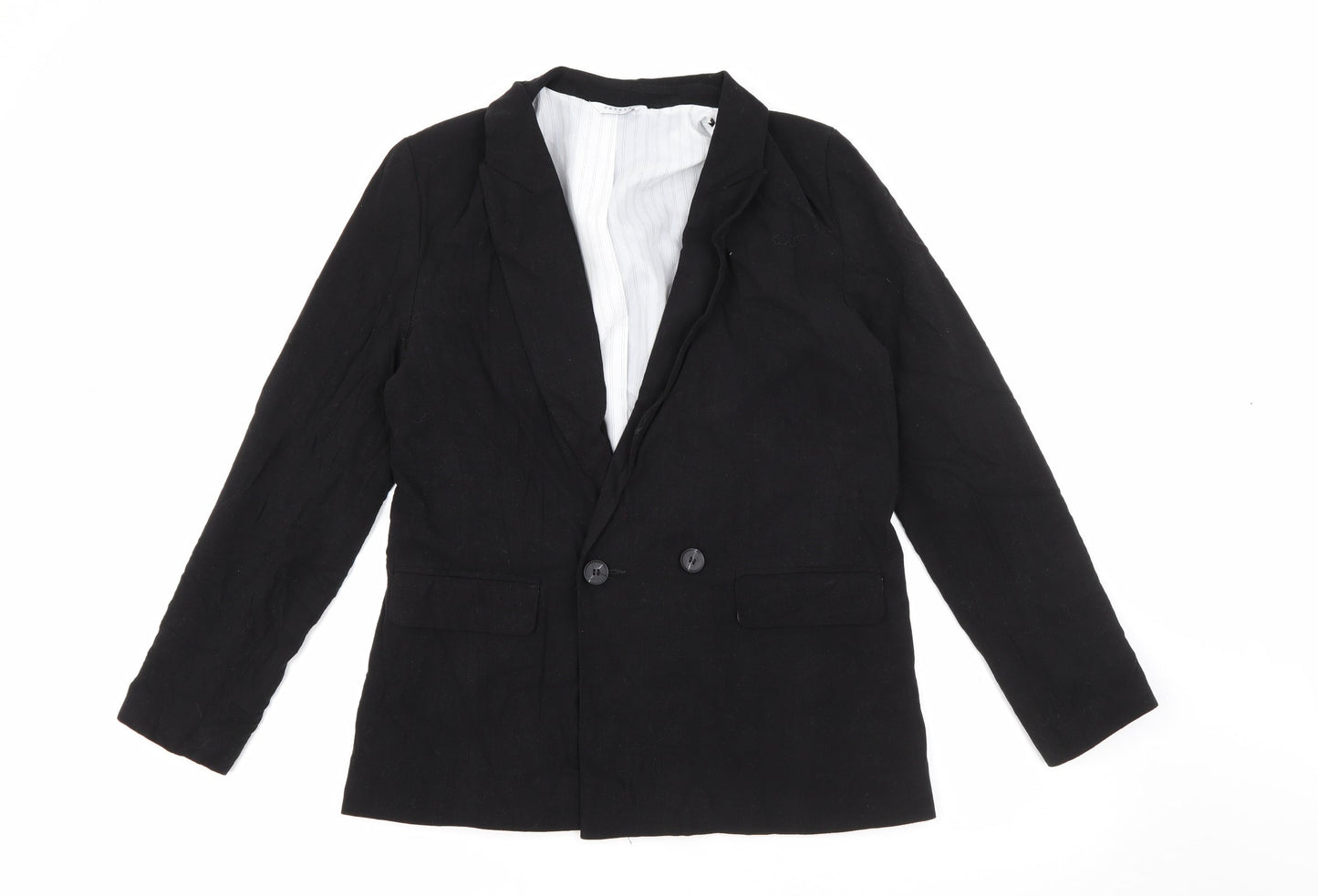 Papaya Womens Black  Polyester Jacket Blazer Size 10